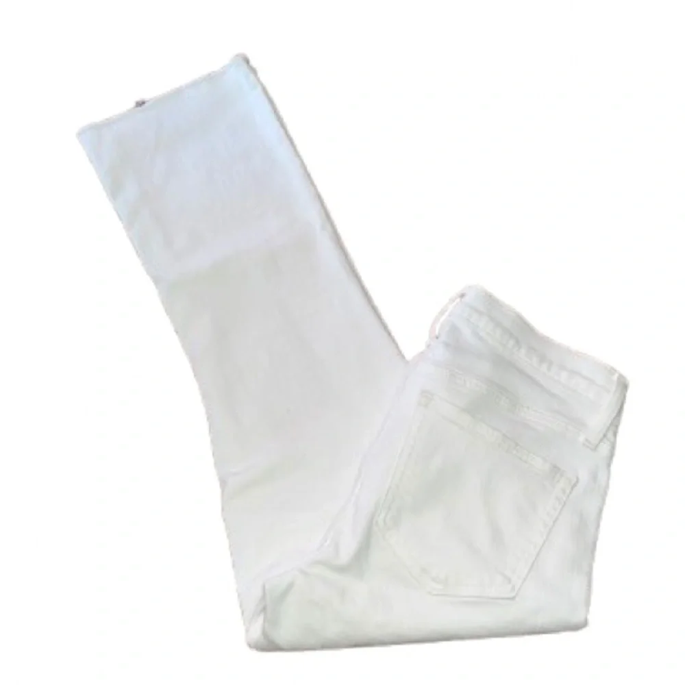 J. Crew white 9” Billie demi boot crop jeans with frayed hem size 28 - Picture 3 of 9